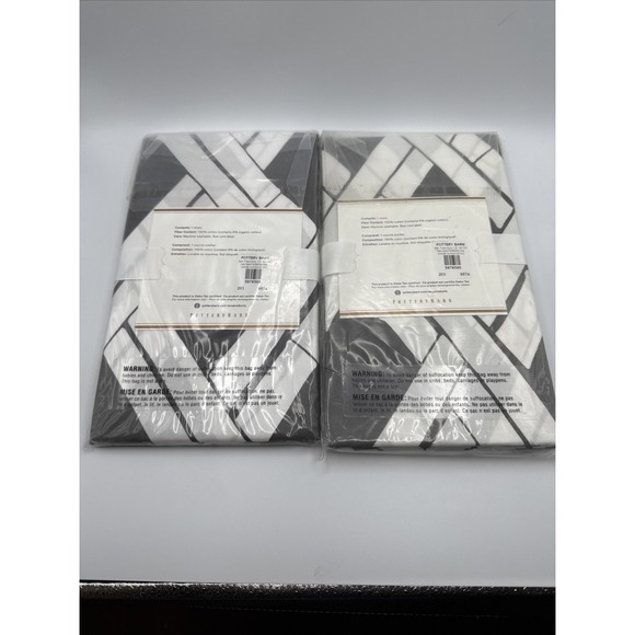 Pottery Barn Standard‎ Pillow Shams Gray Cera Bamboo Trellis Set 2 Tiki Coastal - Picture 3 of 5